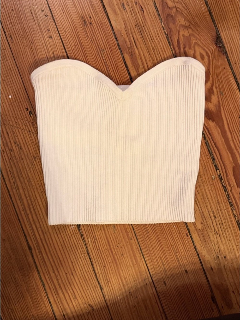 Aritzia Babaton White Strapless Ribbed Sweetheart Tube Top